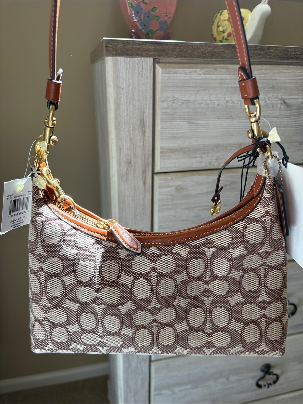 COACH Brown and Cream Signature Jacquard Shoulder Bag - Picture 4 of 5